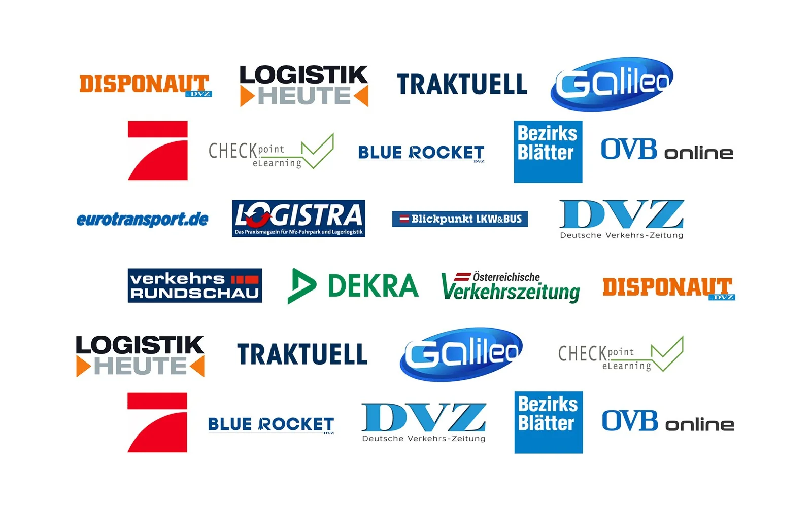 Medienlogos - Galileo, Pro7, DVZ, Logistik Heute, Verkehrsrundschau und weitere